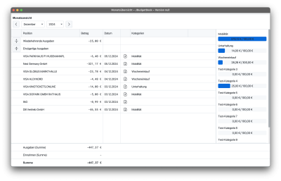 Screenshot der Monatsansicht